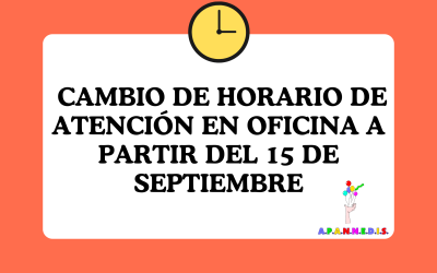 HORARIOS DE OFICINAS APANNEDIS A PARTIR DEL 15 SEPTIEMBRE 2025 SEDE PALMA DEL RIO