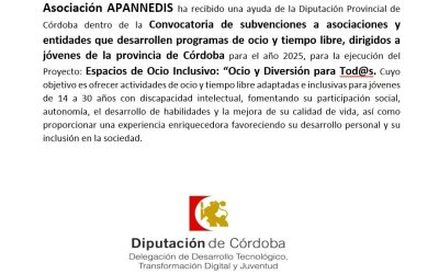 APANNEDIS RECIBE AYUDA DE LA DIPUTACIÓN PROVINCIAL DE CÓRDOBA
