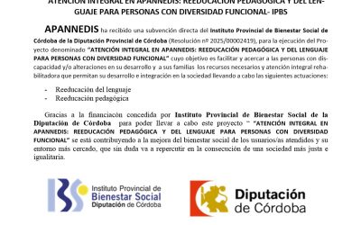 Atención Integral en APANNEDIS: Reeducación Pedagógica y del Lenguaje para personas con diversidad funcional -IPBS